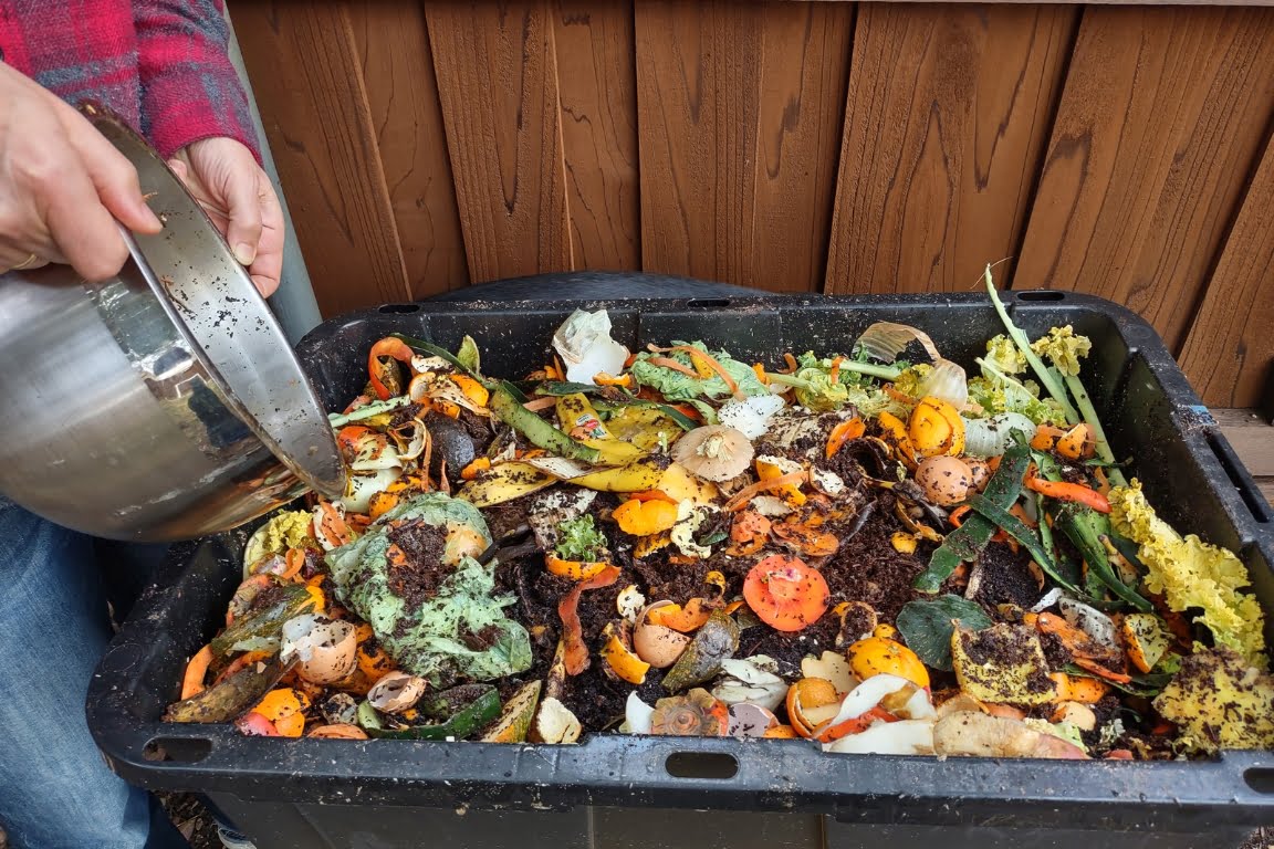 food waste being prepared for compost